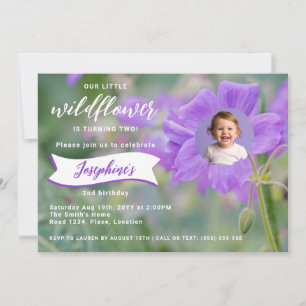 Lila vildblomma Anpassad bild Barnkalas Inbjudningar