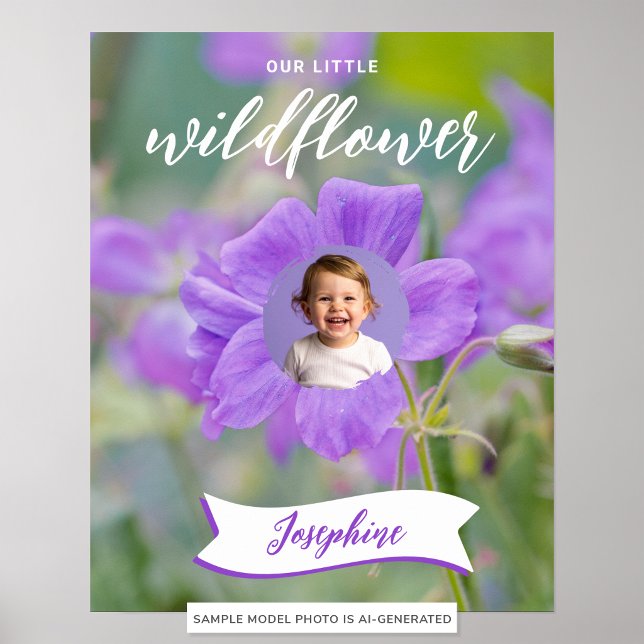 Lila Vildblomma Barn Anpassad Bild Och Namn Poster (Skapare uppladdad)