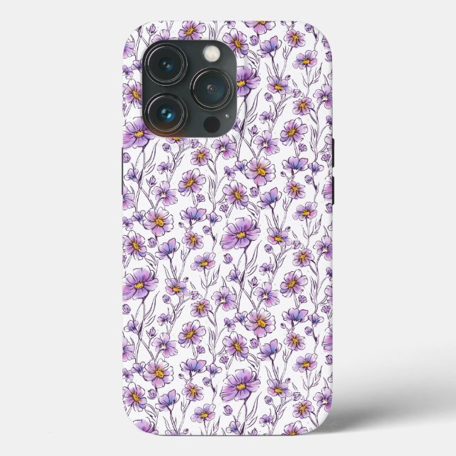 Lila vildblomma botaniskt mönsterdesign (Baksida )