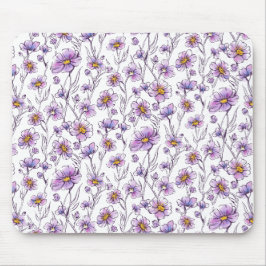 Lila vildblomma botaniskt mönsterdesign musmatta