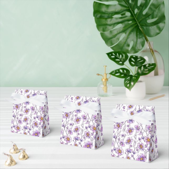 Lila vildblomma botaniskt mönsterdesign presentaskar (Multipel)