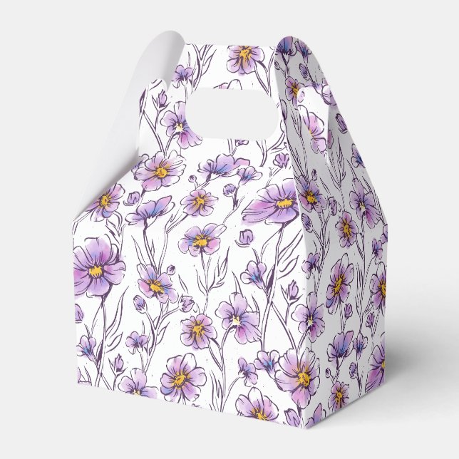 Lila vildblomma botaniskt mönsterdesign presentaskar (Framsidan Sidan)