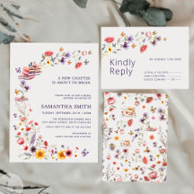 Lila Vildblomma Bröllopsdusch RSVP-kort