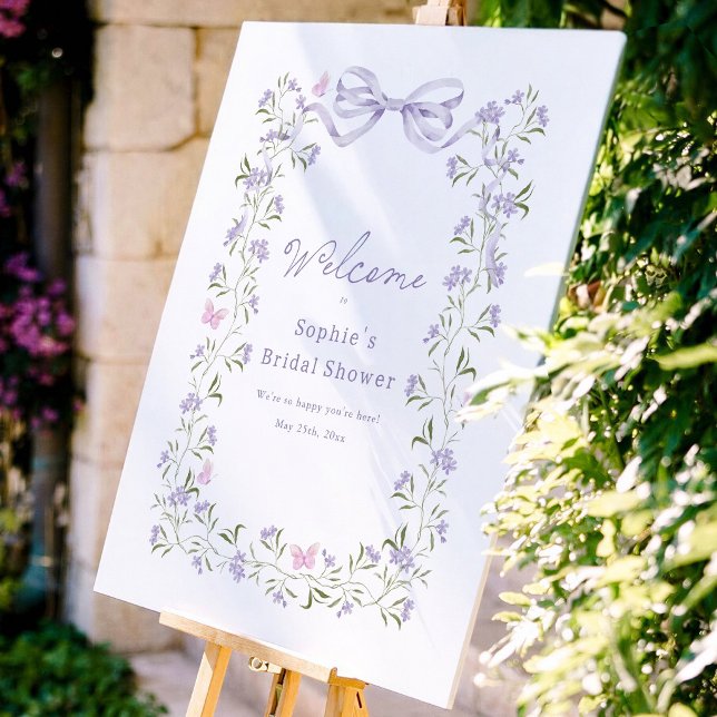 Lila Vildblomma Bröllopsdusch Välkomstskylt Poster (Skapare uppladdad)