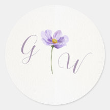 Lila vildblomma Monogram Bröllopsrund dekal