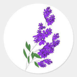 Lila vildblomma runda dekaler runt klistermärke