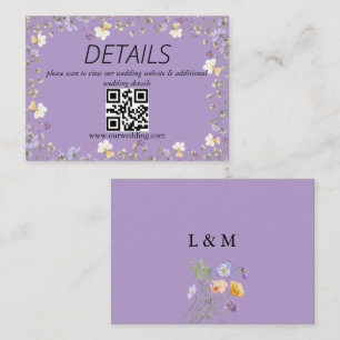 Lila vildblomma sommarblommig bröllops QR-kod Tilläggskort