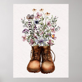 Lila vildblomma vandrarskor Outdoor Poster