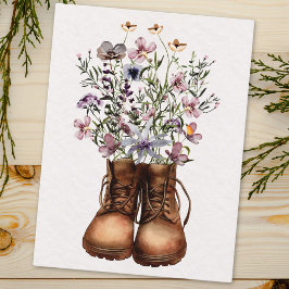 Lila vildblomma vandrarskor Outdoor Vykort