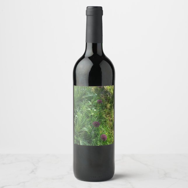 Lila vildblommeetikett för vinflaska etikett (Framsida)