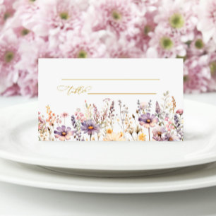 Lila vildblommor bröllop placeringskort