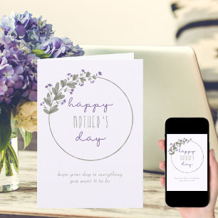 Lila vildblommor Enkel Glad Mors Dag Kort