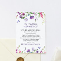 Lila vildblommor kondoleanskort minneskort tackkor