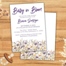 Lila vildblommor Könsneutrala baby shower