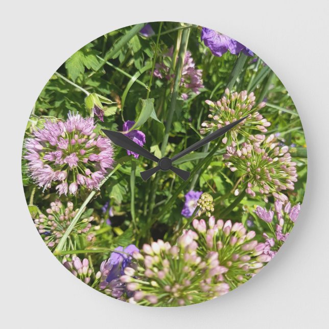 Lila vildblomsterträdgårdsur | Floral botanisk  Stor Klocka (Framsida)