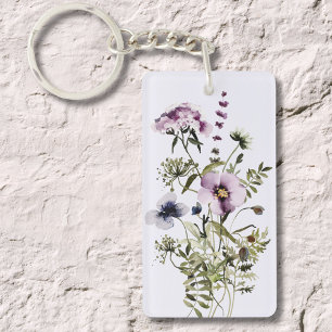 Lila vildbukett vattenfärg blomster