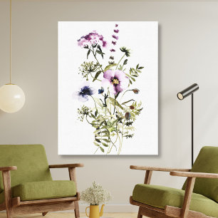 Lila vildbukett vattenfärg blomster canvastryck