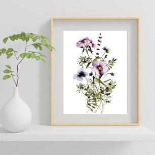 Lila vildbukett vattenfärg blomster poster