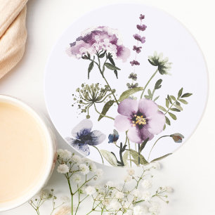 Lila vildbukett vattenfärg blomster underlägg
