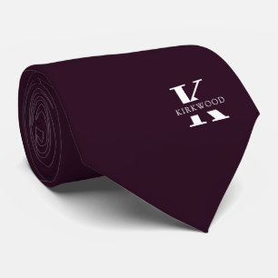 Lila vin   Elegant monogram+namn   Ensidig Slips