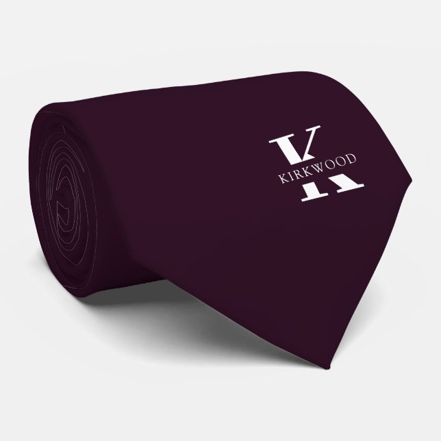 Lila vin | Elegant monogram+namn | Ensidig Slips (Rullad)