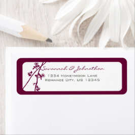 Lila Vin Plum Blommigt Returadress Etikett