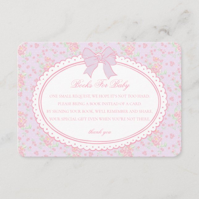 Lila Vintage Blommiga Barnböcker för Baby Inbjudan (Framsida)