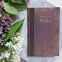 Lila Vintage Bok bröllopsinbjudan Inbjudningar