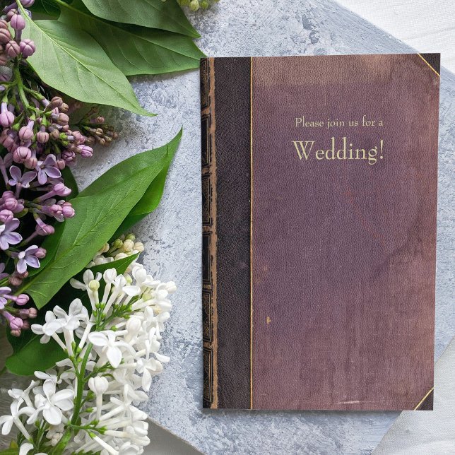 Lila Vintage Bok bröllopsinbjudan Inbjudningar (Skapare uppladdad)
