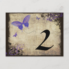 Lila Vintage Butterfly Bröllop Bordsnummer