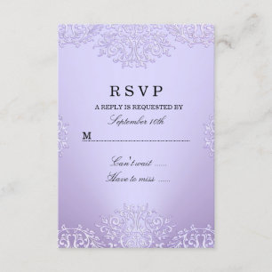 Lila Vintage Damask RSVP OSA Kort