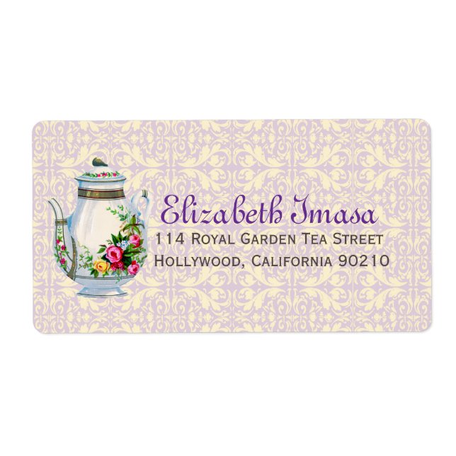 Lila Vintage Fransk Tea Party Fraktsedel (Framsidan)