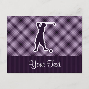 Lila Vintage Golfer Vykort