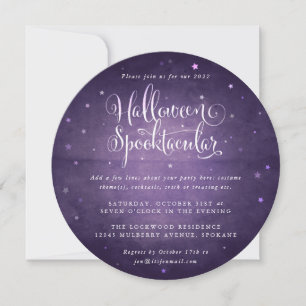 Lila Vintage Halloween Spooktaculärt fyrkant/Rund Inbjudningar
