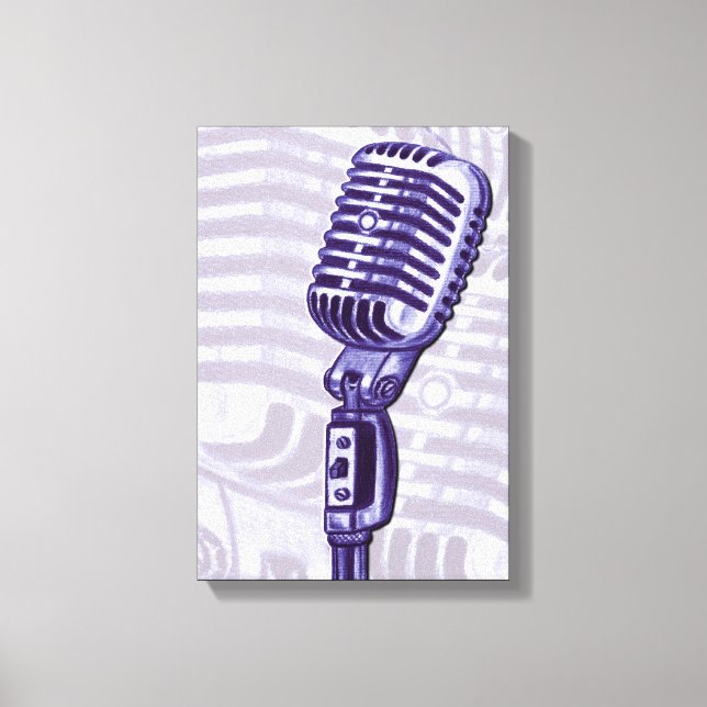 Lila Vintage Microphone-Kanvastryck Canvastryck (Framsida)