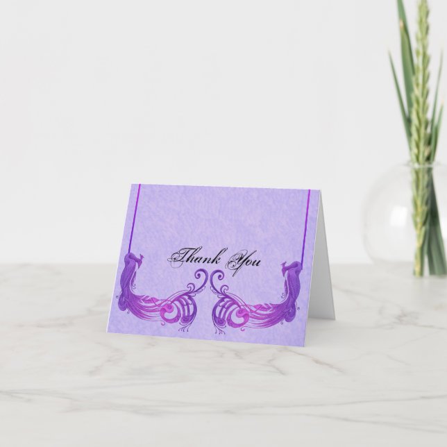 Lila Vintage Påfågel Tack (Framsida)