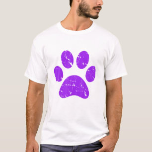 Lila Vintage Paw Print Hund Novelty T Shirt