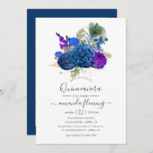 Lila Vintage Peacock Blommigt Quinceañera