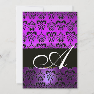 LILA VIOL SVART  DAMAST MONOGRAM , vit Inbjudningar
