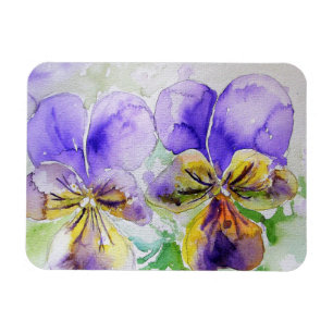 Lila Viola-blomman Vattenfärg Birthday Magnet