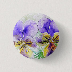 Lila Viola Blommigt blommor Vattenfärgsfärgtoning Knapp