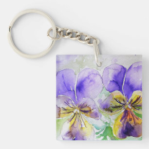 Lila Viola-Blommigten blommor Vattenfärgsfärgtonin