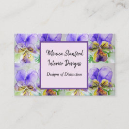 Lila Viola Flowers Watercolor Affärskort Visitkort