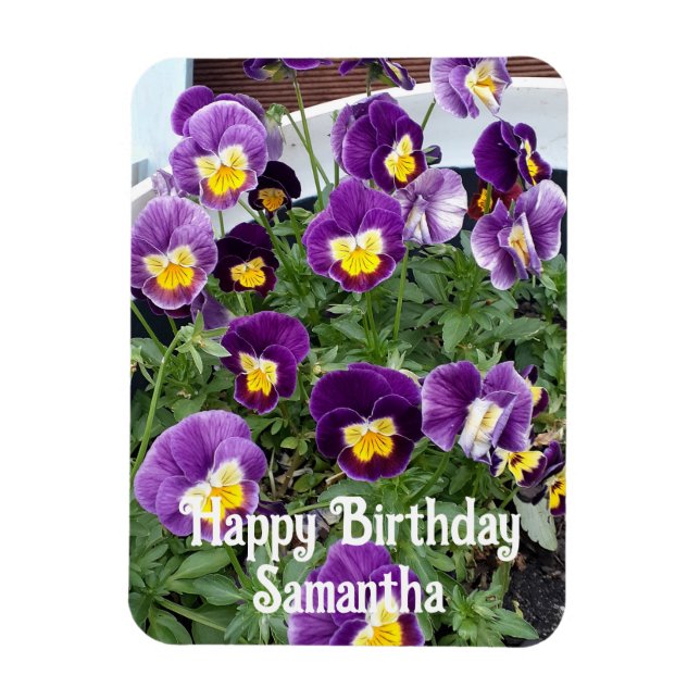 Lila Viola Pansy Blommor Blommigt Birthday Magnet (Vertikal)