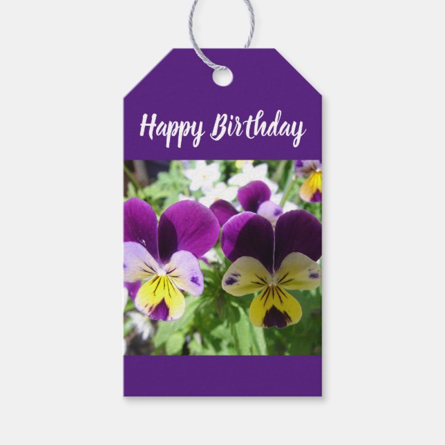 Lila Viola Pansy Söt Flower blommigt Card Presentetikett (Framsidan)
