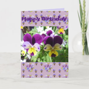 Lila Viola Pansy Söt Garden Photo Art Card Kort