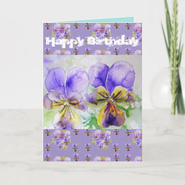 Lila Viola Pansy Watercolor Painting Art Card Kort
