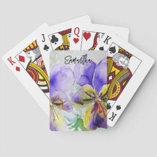 Lila Viola Pensé Akvarellmålning Casinokort