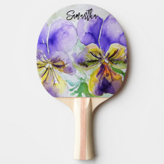 Lila Viola Pensé Akvarellmålning Pingisracket