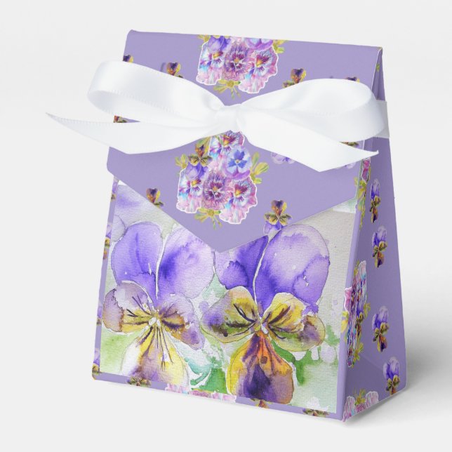 Lila Viola Watercolor Party Cake Favoritbox Presentaskar (Framsidan Sidan)